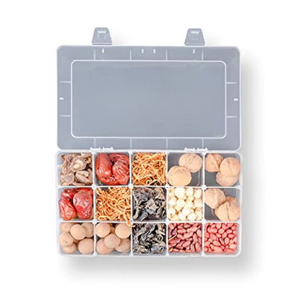 2 Pack Plastic Small Crafts Storage Boxes with Adjustable Dividers (15 Grid) - size: 15 Grid