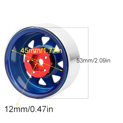 4PCS Metal 1.9" Beadlock Wheel Rim Set for 1/10 Axial 1/10 RC Crawler Auto Axial SCX10 90046 AXI03007 TRX4 VS4-10 Gen8 MST CFX (Blue)