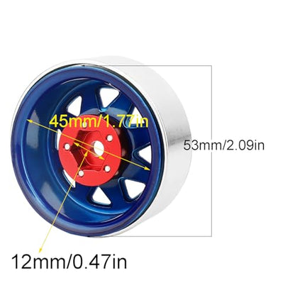 4PCS Metal 1.9" Beadlock Wheel Rim Set for 1/10 Axial 1/10 RC Crawler Auto Axial SCX10 90046 AXI03007 TRX4 VS4-10 Gen8 MST CFX (Blue)