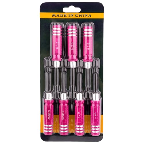 7-in-1 Mini Hex Screwdriver Set (1.5mm, 2.0mm,2.5mm & Box Wrench (4.0,5.5mm) Nut Screw Driver|RC Tool Kit|Phillips| Compatible with TRX4M SCX24 1/24 1/18 1/16 RC Cars Drone Repair(Purple) - color: Purple
