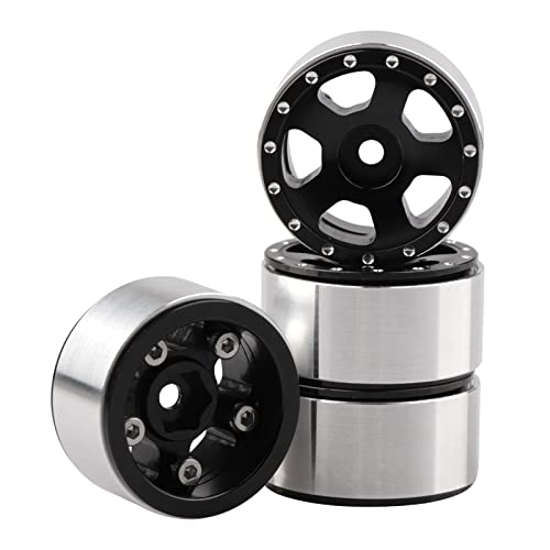 AIMROCK 1.0 Wheel Rims Metal RC Beadlock Wheels Rims 7mm Hex for Axial SCX24 FCX24 TRX4M 1/24 1/18 Upgrade Parts (Type 1) - style: Type 1