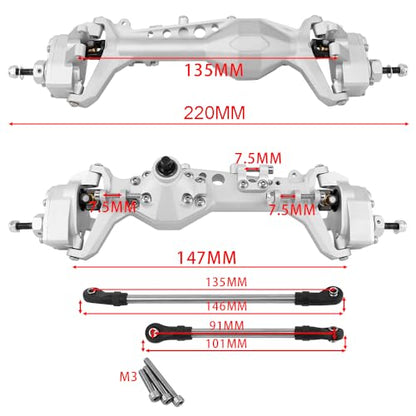 CNC Offset Portal Axle with Adjustable Link Mount for 1/10 RC Crawler Axial SCX10 III AXI03029 AR45P Rock Buggy LCG Chassis Cheater Rigs Upgrade Parts (Silver) - color: Silver
