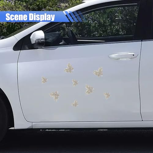 Craedli 8PCS Bling Butterfly Sticker Car Decals, Crystal Rhinestone Butterfly Decal with Self-Adhesive Backing for Women, Glitter Diamond Car Body Bumper Sticker for Window Laptop Luggage (White) - color: White