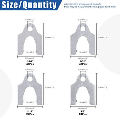 Glarks 144Pcs 1/16" 1/64" 1/32" 1/8" Universal Body Shim Assortment Kit, 4 Size Universal Auto Alignment Body Shim for Adjusting Body Parts or Camber Alignment