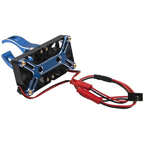 4985 1717 Brushless Motor Heat Sink Dual Cooling Fan Motor Heatsink Compatible with 1/5 Traxxas X-Maxx Arrma RC Car (Blue) - color: Blue