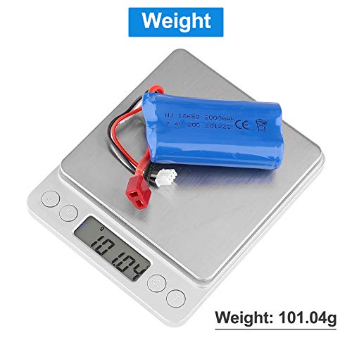 2S Li-ion Battery 7.4V 2000mAh 20C T Plug Female Connector Rechargeable Battery with USB Battery Charger for RC Car Off Road Truck Jumper T16 Transmitter etc
