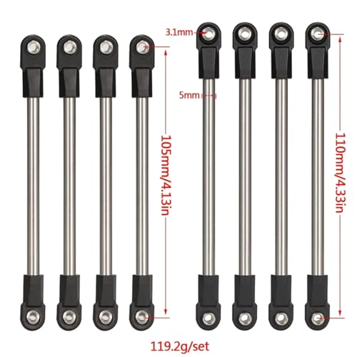 RC Models Parts For SCX10 D90 TF2 1/10 Steel 275mm Wheelbase 5mm Links Set With Straight Angled M4 Rod Ends RC Crawler For Chassis DIY