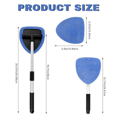 Car Window Cleaner, Car Cleanser Brush, Car Accessories Car Cleaning Supplies Tools, Car Cleaning Kit with Extendable Handle, Microfiber Cloth, Spray Bottle, Fits All Cars (Blue) - color: Blue
