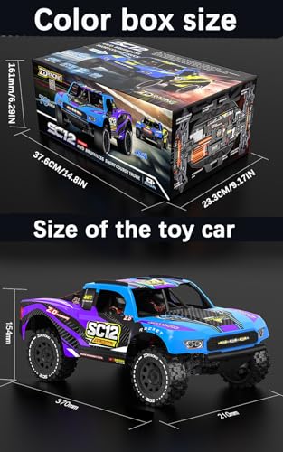 ZD Racing SC12 1/12 4WD Brushless RC Short-Course Truck RTR, 75+ km/h (46+ MPH) High Speed, 3S 2200mAh Battery, LED Lights, All-Terrain Tires, Aluminum Chassis, RC Car for Adults & Teens 14+(yellow) - color: Yellow