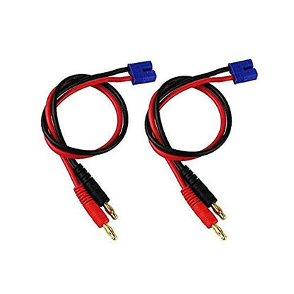 FLY RC 2pcs 4mm Male Banana Plug to EC2 Male Connector RC Balance Charge Lead Adapter 16AWG for Hubsan H501S X4 RC Quadcopter Lipo Battery - style: 2 Pcs EC2 charge cable