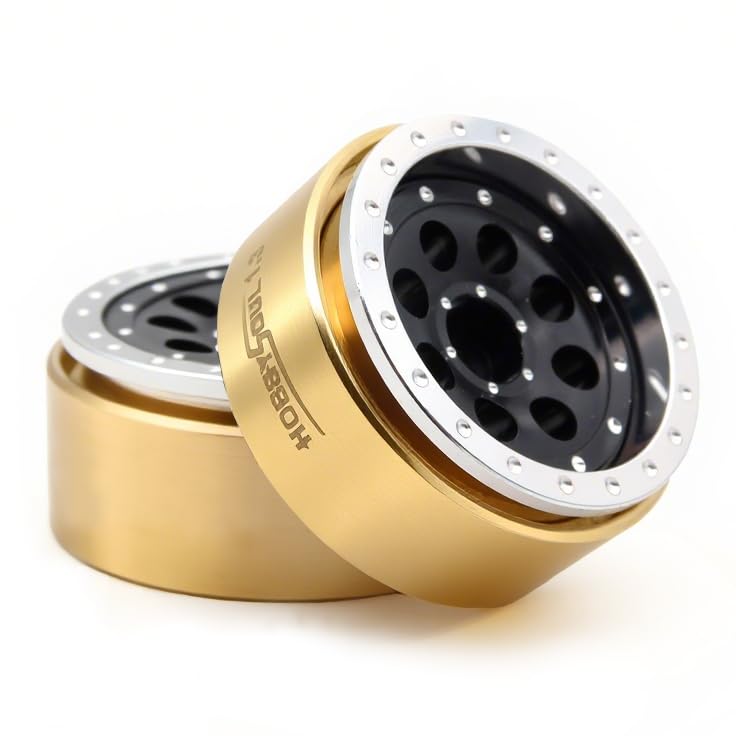 43g/rim 1.3 Beadlock Wheels Brass Weight 4-Pack For TRX4M SCX24 | adjustable offset silver & black wheel with 7mm hex hub, For 1/18 TRX4M & 1/24 micro RC crawlers Trucks Upgrades - color: Silver & Black