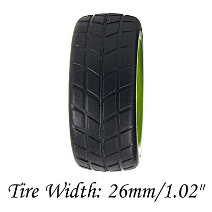 5-Spoke 12mm Hex Hub Wheel Rims & Rubber Tires Compatible with HSP Tamiya HPI Kyosho 1/10 On-Road Touring Car,WLtoys 1/14 144001 Traxxas 1/16 Slash RC 1/18 A959B Buggy (Green)