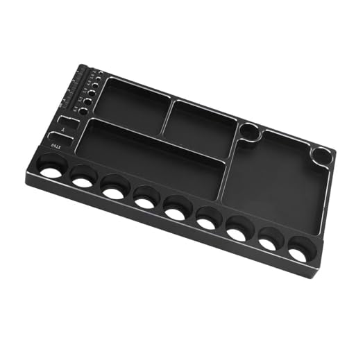RiToEasysports RC Screwdriver Tool Storage Rack Magnetic Screw Tray Aluminum Alloy with 4pcs Magnetic Pads for RC Cars Airplanes Helicopters Repair (Black) - color: Black