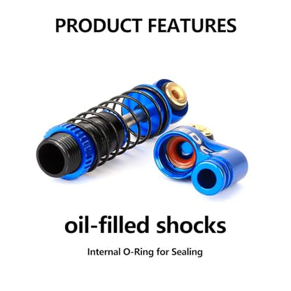 SCX24 Shocks 32MM Oil-Filled Shocks For Axial SCX24 Upgrades | CNC Aluminum Threaded Shock Absorber For 1/24 RC Crawlers - color: Blue