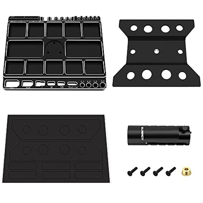 GLOBACT Multi RC Car Stand RC Repair Tool for 1/8 1/10 1/18 RC Car, Black | 360 Switch Rotation, 5 Levels Height Lift or Lower