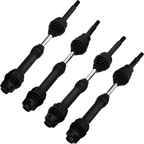 2Pairs Vgoohobby Steel Drive Shaft CVD Dogbon Front Rear Driveshaft Compatible with Traxxas Slash 4X4 Stampede Rustler Hoss VXL 4X4 RC Truck Car (Black) - color: Black
