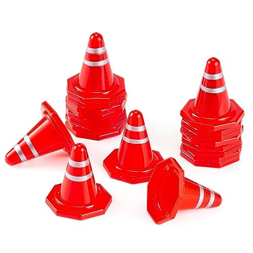 20Pcs Simulated Traffic Cones,Mini Decoration Toys Road Cones for RC Crawler 1:16 1:18 1:24 RC Car SCX24 FCX24 TRX4M - color: Traffic Cones
