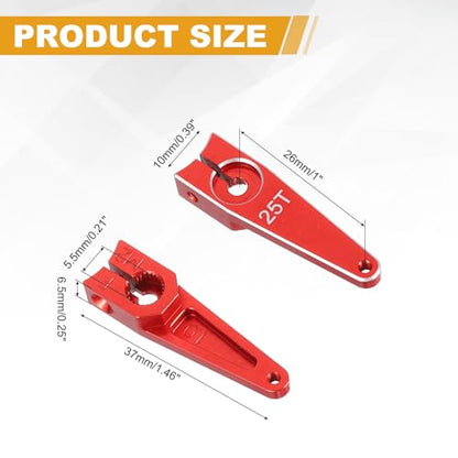 MECCANIXITY Aluminum Alloy 1 inch 25T Steering Servo Arm Horn Red for Car/Boat/Airplane Boat Accessories Pack of 2 - color: Red