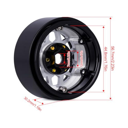 4pcs CNC Aluminum 1.9 Beadlock Wheel Hub Rim for 1/10 RC Crawler Car SCX10 RC4WD D90 TRX4 Capra VS4-10 CC01 LCG Tires Upgrades (Gold) - color: Gold