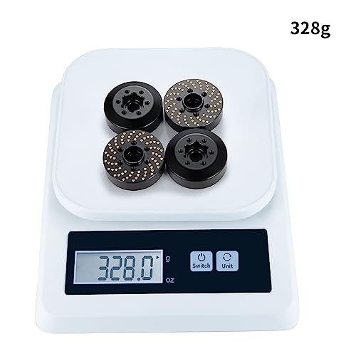 4PCS Brass Wheel Weights 1/10 Brass Wheel Hex Hub Adapter 9mm Extended Wheel Counterweight for 1.9in Beadlock Wheel Rim 1/10 Wraith 90053 90048 RBX10 Hammer Rey 4WD RC Car Upgrades