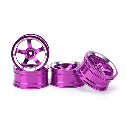 4 Pcs RC Wheel Hub, Aluminum Alloy Wheel Hub Accessory RC Parts Wheels Upgrade Parts Fit for HSP 94123 Touring Drift Car - color: Purple