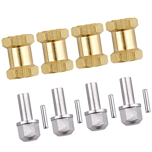 RC Hex Hub 12mm Brass Wheels Hex Hubs Extension Hex Drive Adapter Spacers for 1/10 RC Crawler Axial SCX10 90046 D90, 4-Pack (18mm) - size: 18mm