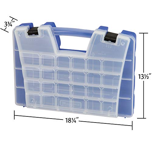 Akro-Mils 06318 Multi Compartment Hardware and Crafts Portable Organizer Storage Case, (18-Inch x 13-Inch x 4-Inch), Blue