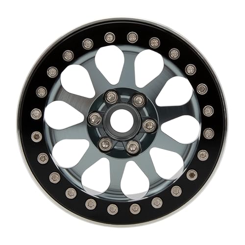 MEUS RACING 2.2 Beadlock Wheels Rims Deep-Dish Wheel for Axial SCX10 Traxxas TRX4 Vanquish VS4-10 Redcat Gen8 1/10 RC Crawler Upgrades (Titanium) - color: Titanium