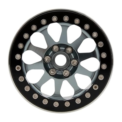 MEUS RACING 2.2 Beadlock Wheels Rims Deep-Dish Wheel for Axial SCX10 Traxxas TRX4 Vanquish VS4-10 Redcat Gen8 1/10 RC Crawler Upgrades (Titanium) - color: Titanium