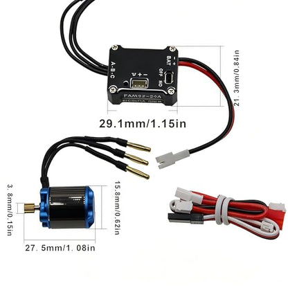AMK SCX30 Brushless Motor ESC Combo, 1212 5000KV Outer Rotor Motor with 25A ESC, 2S LiPo Compatible System for Axial SCX30 1/30 RC Crawler, High Torque Smooth Low-Speed Control, Easy Installation