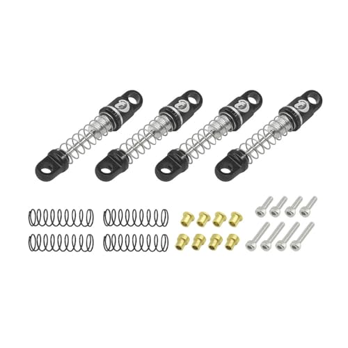 Aluminum Shock Absorbers 4pcs/set, 21.5mm & 25mm, Metal Spring Upgrade Parts for 1/30 Axial SCX30 RC Cars, Red & Black (21.5mm-Blak) - color: 21.5mm-Blak