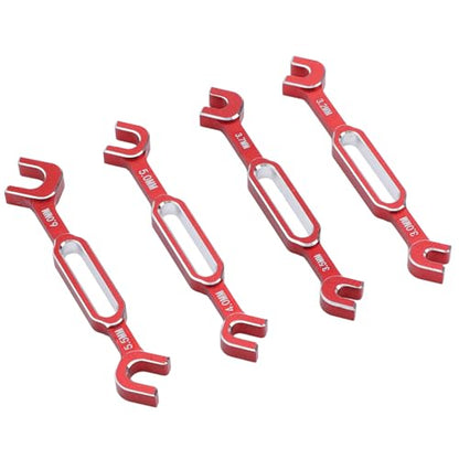HUIOP Aluminum Alloy RC Turnbuckle Rod Wrench Kit, 4PCS, 3.0-6.0mm Universal Tool Set for RC Repair, Ball Joint Remover with Precision Engineering Material