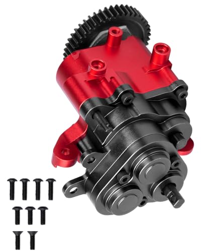 2 Speed Transmission Gearbox w/Metal Internal Gears and Bearings Upgrades Part for 1/10 TRX4 TRX6 RC Crawler Car,RC Aluminum Transmission Gearbox,Black/Red - color: Red & Black - (Gearboxs)