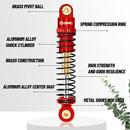 OGRC Shocks Absorber Aluminum Front & Rear Shock Damper RC Shocks for Axial SCX24 C10 JLU Deadbolt Gladiator Bronco Upgrade Parts (Red) - color: Red