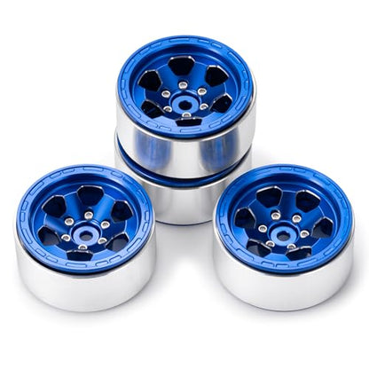 1.3inch beadlock Wheels RC Aluminium Rims for 1/18th TRX4M 1/24th Axial SCX24 RC Crawler Car Upgrade Parts (Blue) - color: Blue