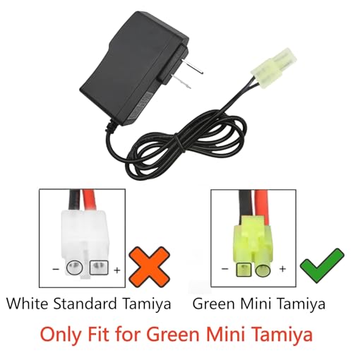 Airsoft RC Battery Charger for 9.6V (8S) NiMH/NiCd Battery Packs, 250mA AC Plug Charger with Mini Tamiya Connector for RC Hobbies Airsoft Guns RC Cars RC Airplanes
