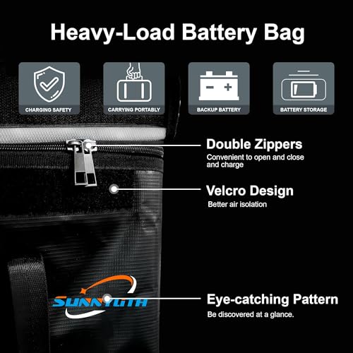 12V 100Ah LiFePO4 Lithium Battery Fireproof Safe Bag, Large Capacity Explosion-Proof Lipo Battery Bag for Charging and Storage,14×9.5×7.8in Waterproof Box Compatible with Litime and ECO - size: 14×9.5×7.8 in