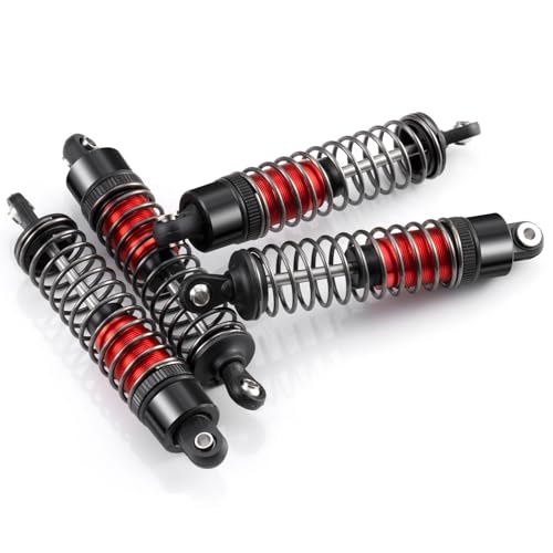 80mm Aluminum Shocks Threaded Tele Shock Absorber Damper Long Threaded Shock Absorber Oil Damper Compatible with TRX4 TRX6 Axial SCX10 D90 90046 1/10 RC Rock Crawler (Red-80MM) - color: Red-80MM