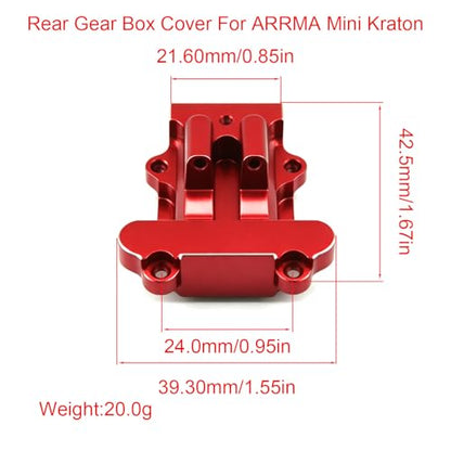 Aluminum Upgrade Parts Set for ARRMA 1/16 Mini Kraton 3S, Front/Rear Upper/Lower Arm, Gearbox Cover, Wing, Steering Link (Red Rear Gearbox Cover) - color: Red Rear Gearbox Cover