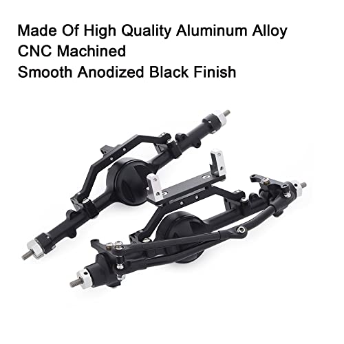CNC Aluminum Alloy Front Rear Axle Complete Set for 1/10 RC Crawler RC-4WD Gela-nde II TF2 D110 Yo-ta II Axles(Black) - color: Front and Rear Axle