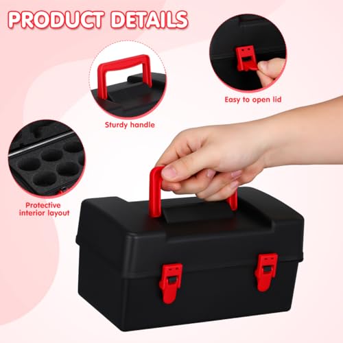 NUOBESTY Storage Case Gyro Organizer Box with Handle Portable Battling Top Storage Case with Inner Liners Plastic Box with Lid for Kids Travel and Toy Organization 8.66 X 4.72 X 4.33 in