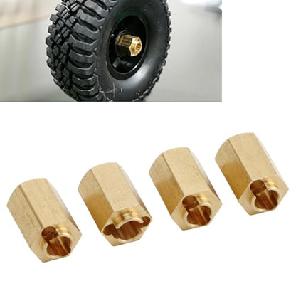 7mm Brass Wheel Spacers for 1/18 RC Crawlers – Weighted Hex Hub Extenders with Cross Wrench, Low CG Upgrade Kit (Gold, 4-Pack)