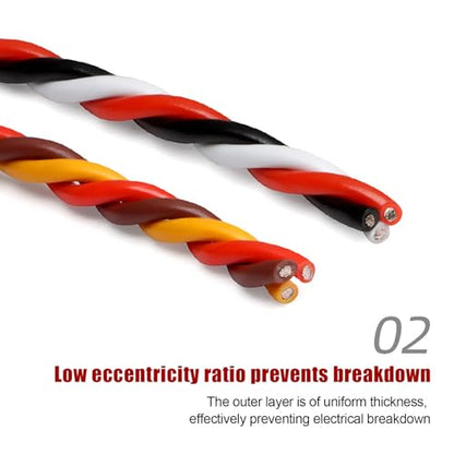 RC Servo Extension Wire 26AWG 22AWG Twisted Cable Tinned Copper Signal Line Silicone Insulated Flexible Lead for RC Plane Car Boat Model Electronics(Black-red-White(26AWG),300FT) - color: Black-red-white(26AWG), size: 300FT