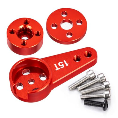 Adjustable Servo Horn 15T Aluminum Servo Arm Upgrade for 1/5 RC Buggy Truck Short Course Car (Red) - color: Red