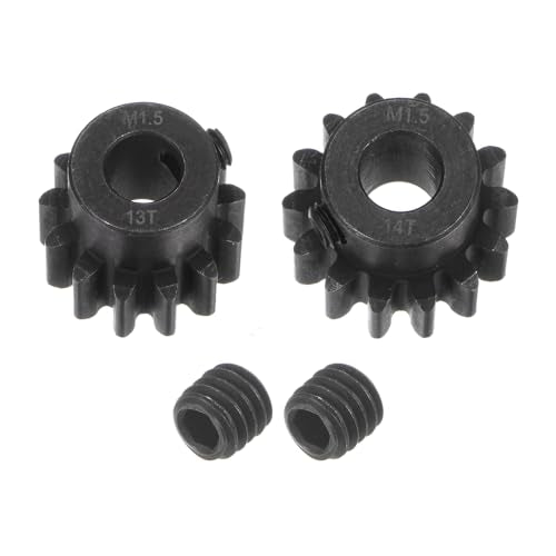 uxcell Mod 1.5 Pinion Gear Set 8mm Shaft 13T 14T Motor Gears Hardened Steel Pinion Gear for RC Car (2pcs) - size: Mod 1.5 x 8mm Shaft x 13T 14T Motor