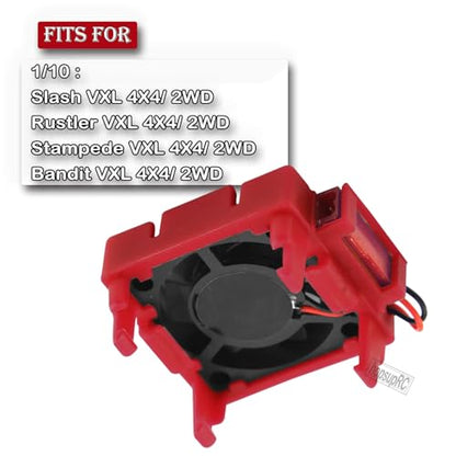 VXL-3s ESC Motor Cooling Fan Upgrades Part for 1/10 Slash/Rustler/Stampede VXL 4X4 2WD,High Velocity Fan Heatsink Hops Up,Replace #3340,Red - color: Red/for 2wd4wd