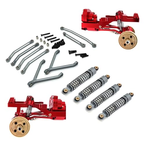 RC Cars Spare Parts for FMS for Fcx24 1/24 Metal Chassis Links Pull Rods and Oil Shock Absorber Set Rc Car Upgrade Parts Spare Accessories(Black) - color: Black