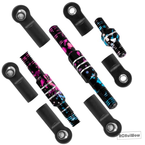 RC Alloy Turnbuckles Camber Links Upgrades Part for 1/10 Slash 4WD(VXL),Rustler 4WD(VXL),Stampede 4WD(VXL),Bandit 4WD(VXL),Hoss 4WD(VXL) Adjustable Tie Rods & Turnbuckles Hops Up,Rainbow - color: Rainbow-1set