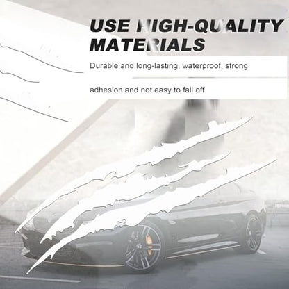 3-Pack Vinyl Claw Mark Decals | Hood, Headlight & Body Scratch Stripe Stickers for Car, Truck, SUV, Motorcycle (White) - color: White