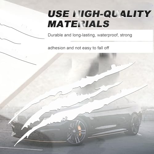 3-Pack Vinyl Claw Mark Decals | Hood, Headlight & Body Scratch Stripe Stickers for Car, Truck, SUV, Motorcycle (White) - color: White